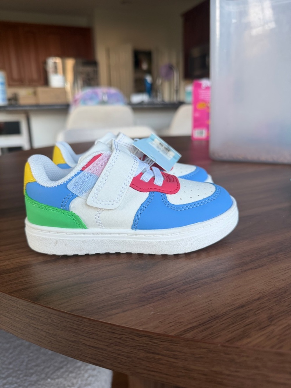 Cat & Jack Kids White, Blue, Red, Green & Yellow Velcro Sneakers